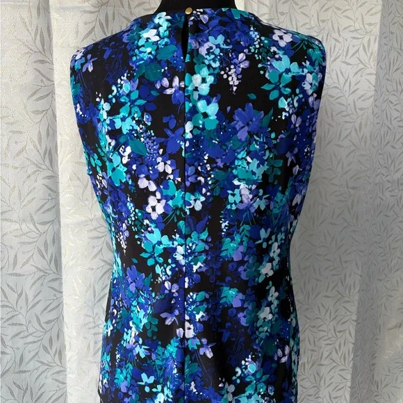 Calvin Klein Blue and Black Floral Blouse - Picture 3 of 9